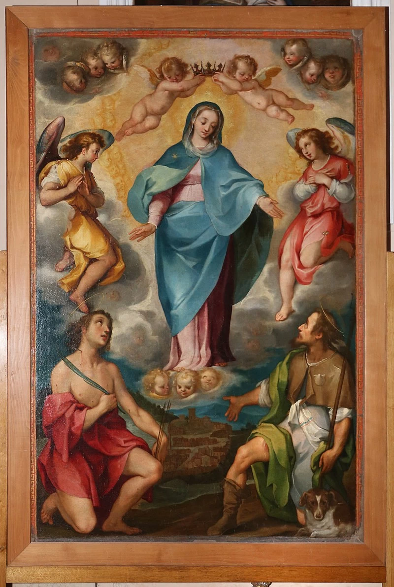 Madonna incoronata tra i Ss. Sebastiano e Rocco - Santuario della Madonna delle Grazie, Arcidosso